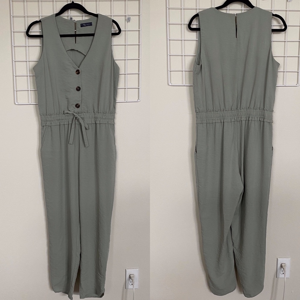 KLD Sleeveless Jumpsuit Tie Waist Large